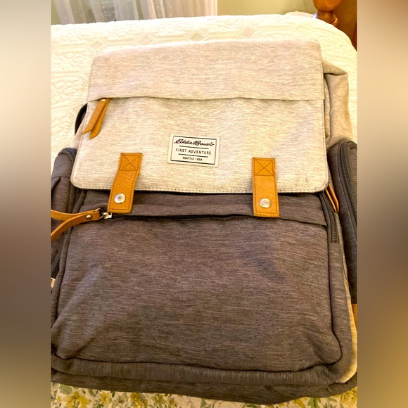 A Diaper Bag & A Back Pack! Eddie Bauer First Adventure Multi Pocket Diaper Bag - Picture 1 of 9